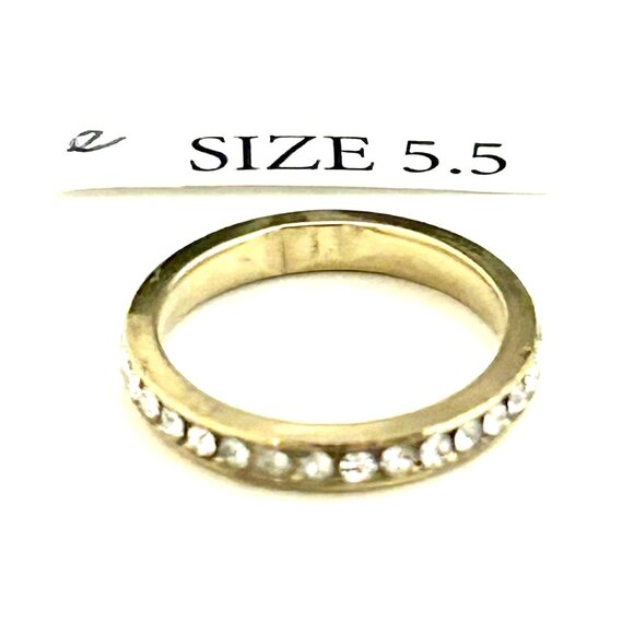 Gold Tone Ring with clear rhinestones, Size 5.5 Unisex - Picture 2 of 3